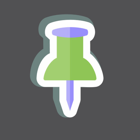 Thumb Pin Sticker in trendy isolated on black backgroundのイラスト素材