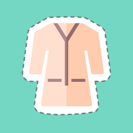 Towel Robe Sticker in trendy line cut isolated on blue backgroundのイラスト素材