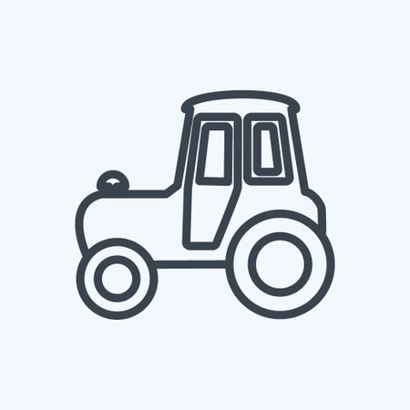 Tractor Icon in trendy line style isolated on soft blue backgroundのイラスト素材