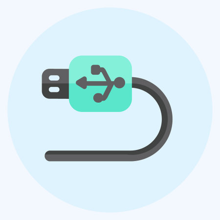 USB Cable Icon in trendy flat style isolated on soft blue backgroundのイラスト素材
