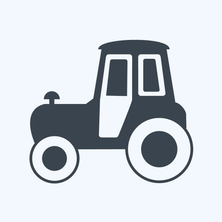 Tractor Icon in trendy glyph style isolated on soft blue backgroundのイラスト素材