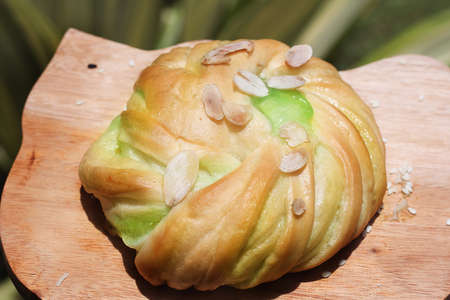 srikaya cake is a traditional food from indonesia, it is made from glutinous rice topping with...