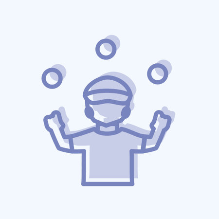 Ball Juggling Icon in trendy blue eyes style isolated on soft blue backgroundのイラスト素材