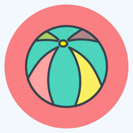Ball Icon in trendy color mate style isolated on soft blue backgroundのイラスト素材