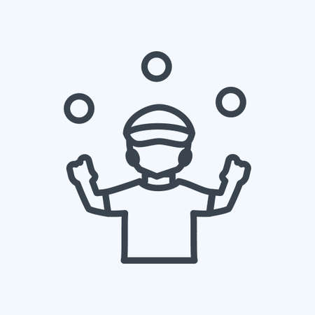 Ball Juggling Icon in trendy line style isolated on soft blue backgroundのイラスト素材