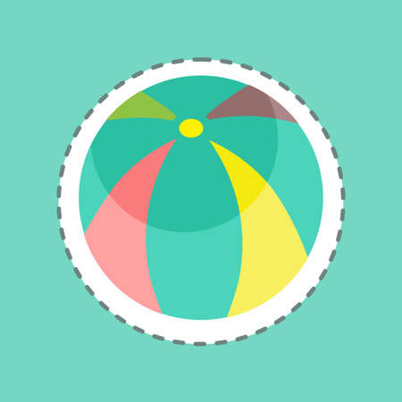 Ball Sticker in trendy line cut isolated on blue backgroundのイラスト素材