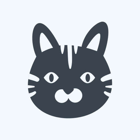 Cat Face Icon in trendy glyph style isolated on soft blue backgroundのイラスト素材