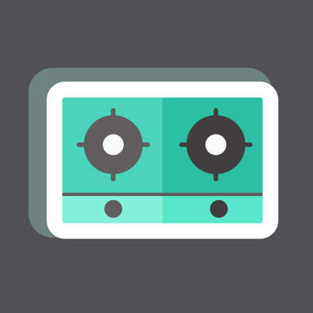 Cooking Stove Sticker in trendy isolated on black backgroundのイラスト素材