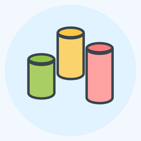 Cylindrical Bars Icon in trendy color mate style isolated on soft blue backgroundのイラスト素材