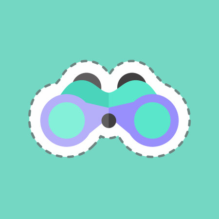 Explore Sticker in trendy line cut isolated on blue backgroundのイラスト素材