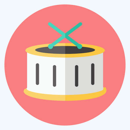 Drums Icon in trendy flat style isolated on soft blue backgroundのイラスト素材