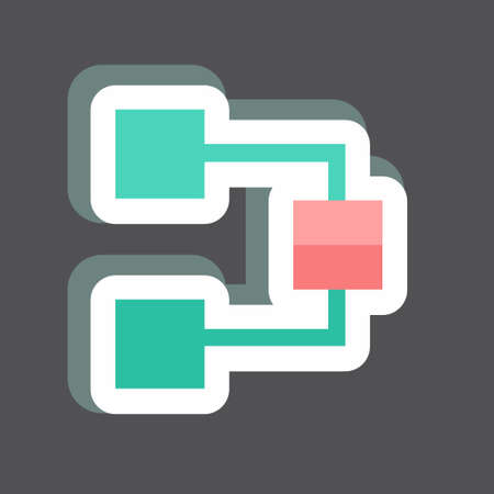 Flow Chart Sticker in trendy isolated on black background