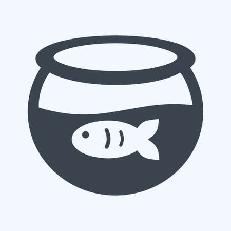 Fish in Tank Icon in trendy glyph style isolated on soft blue backgroundのイラスト素材