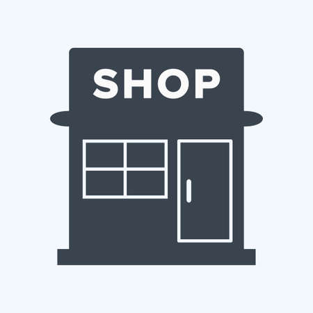 Market Icon in trendy glyph style isolated on soft blue backgroundのイラスト素材