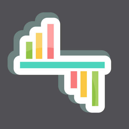 Graphical Representation Sticker in trendy isolated on black backgroundのイラスト素材