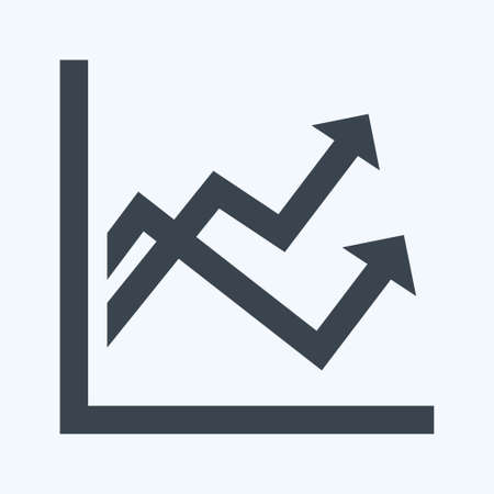 Multiple Line Graph Icon in trendy glyph style isolated on soft blue backgroundのイラスト素材