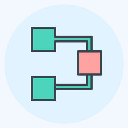 Flow Chart Icon in trendy color mate style isolated on soft blue backgroundのイラスト素材