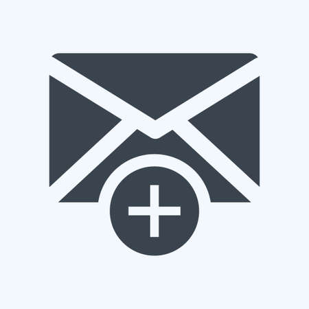 Icon Add Envelop. suitable for User Interface symbol. glyph style. simple design editable. design template vector. simple symbol illustrationのイラスト素材