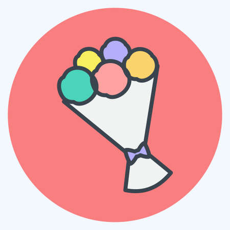 Icon Bouquet. suitable for Wedding symbol. color mate style. simple design editable. design template vector. simple symbol illustrationのイラスト素材