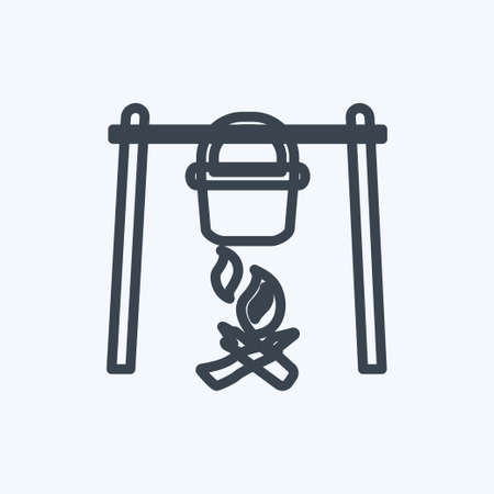 Icon Camp Fire. suitable for Wild West symbol. line style. simple design editable. design template vector. simple symbol illustrationのイラスト素材