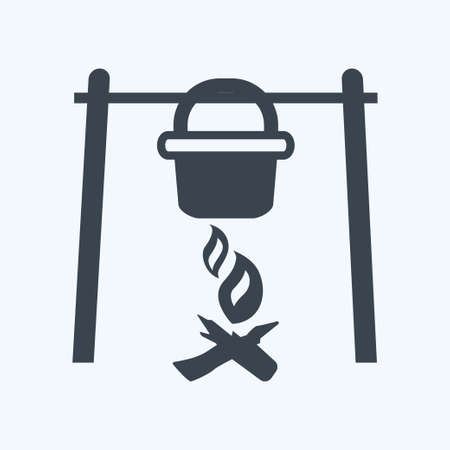 Icon Camp Fire. suitable for Wild West symbol. glyph style. simple design editable. design template vector. simple symbol illustrationのイラスト素材