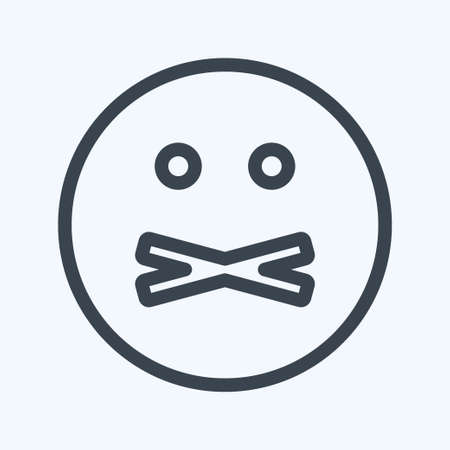 Icon Emoticon Mute. suitable for Emoticon symbol. line style. simple design editable. design template vector. simple symbol illustrationのイラスト素材