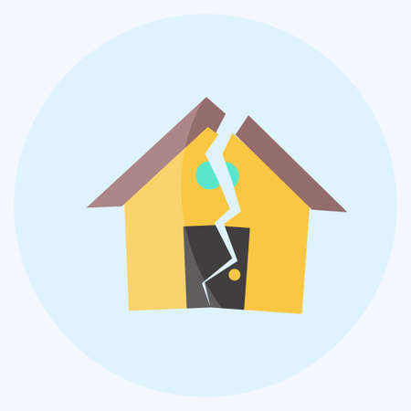 Icon Earthquake Hitting House. suitable for disasters symbol. flat style. simple design editable. design template vector. simple symbol illustrationのイラスト素材