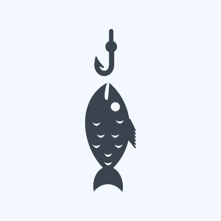 Icon Fish Caught. suitable for Sea symbol. glyph style. simple design editable. design template...