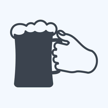 Icon Holding Beer Glass. suitable for Hand Actions symbol. glyph style. simple design editable. design template vector. simple symbol illustrationのイラスト素材