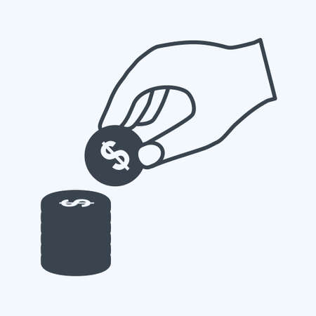 Icon Stacking Coins. suitable for Hand Actions symbol. glyph style. simple design editable. design template vector. simple symbol illustrationのイラスト素材