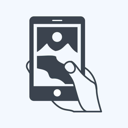 Icon Taking Pictures. suitable for Hand Actions symbol. glyph style. simple design editable. design template vector. simple symbol illustrationのイラスト素材