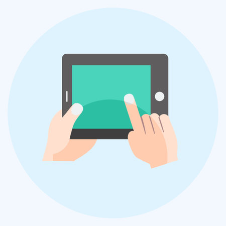 Icon Using Tablet. suitable for Hand Actions symbol. flat style. simple design editable. design template vector. simple symbol illustrationのイラスト素材