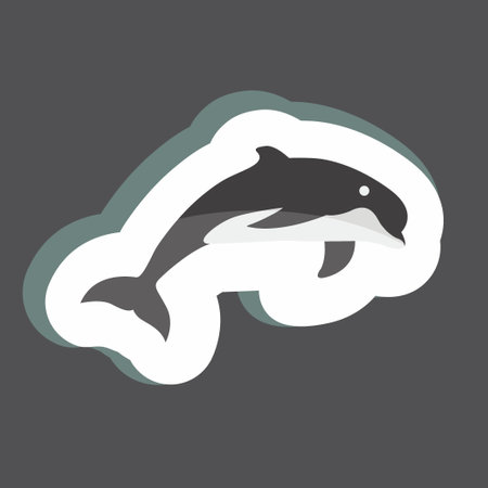 Sticker Dolphin. suitable for animal symbol. simple design editable. design template vector. simple symbol illustrationのイラスト素材