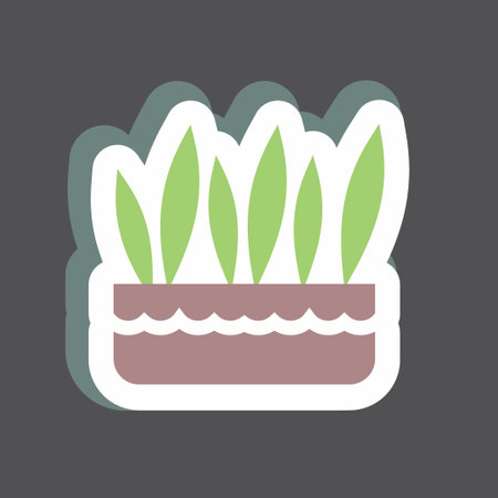 Sticker Grass Pot. suitable for garden symbol. simple design editable. design template vector. simple symbol illustrationのイラスト素材