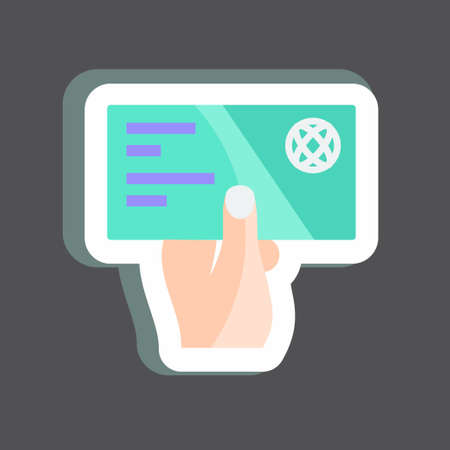 Sticker Holding Business Card. suitable for Hand Actions symbol. simple design editable. design template vector. simple symbol illustrationのイラスト素材