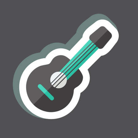 Sticker Guitar. suitable for Wild West symbol. simple design editable. design template vector. simple symbol illustrationのイラスト素材
