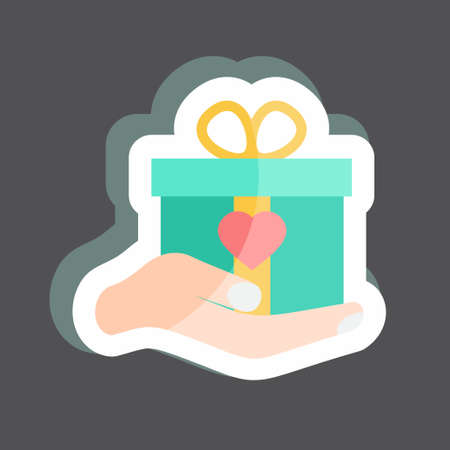 Sticker Holding Gift. suitable for Hand Actions symbol. simple design editable. design template vector. simple symbol illustrationのイラスト素材