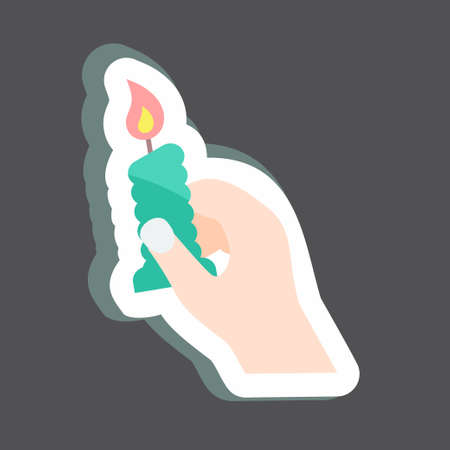 Sticker Holding Candle. suitable for Hand Actions symbol. simple design editable. design template vector. simple symbol illustrationのイラスト素材