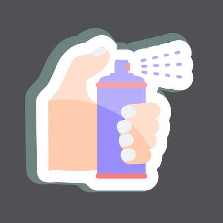 Sticker Holding Spray Bottle. suitable for Hand Actions symbol. simple design editable. design template vector. simple symbol illustrationのイラスト素材