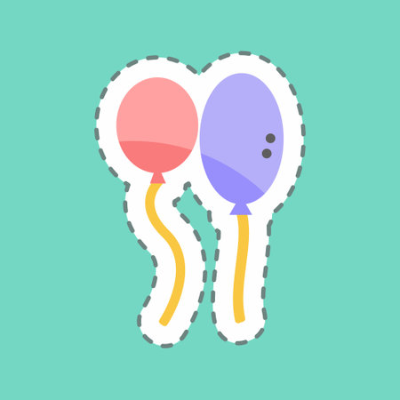 Sticker line cut Balloons. suitable for party symbol. simple design editable. design template vector. simple symbol illustrationのイラスト素材