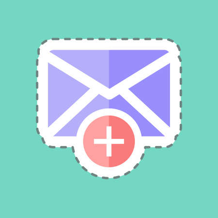Sticker line cut Add Envelop. suitable for User Interface symbol. simple design editable. design template vector. simple symbol illustrationのイラスト素材