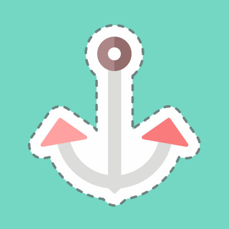 Sticker line cut Anchor 2. suitable for Sea symbol. simple design editable. design template vector....
