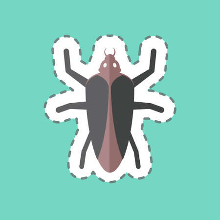 Sticker line cut Cockroach. suitable for Animal symbol. simple design editable. design template vector. simple symbol illustrationのイラスト素材