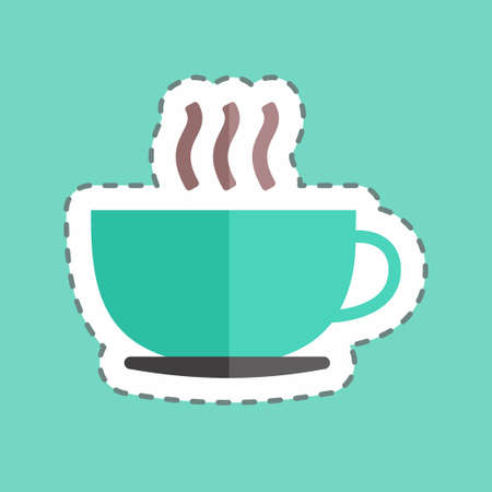 Sticker line cut Coffee Cup. suitable for party symbol. simple design editable. design template vector. simple symbol illustrationのイラスト素材
