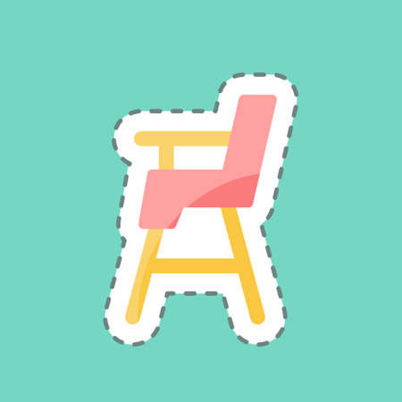 Sticker line cut Baby Chair. suitable for Baby symbol. simple design editable. design template vector. simple symbol illustrationのイラスト素材