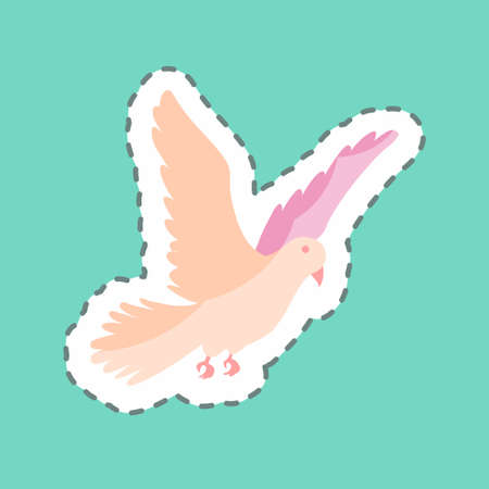 Sticker line cut Dove. suitable for animal symbol. simple design editable. design template vector. simple symbol illustrationのイラスト素材