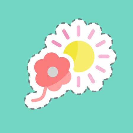 Sticker line cut Flower in sunlight. suitable for garden symbol. simple design editable. design template vector. simple symbol illustrationのイラスト素材
