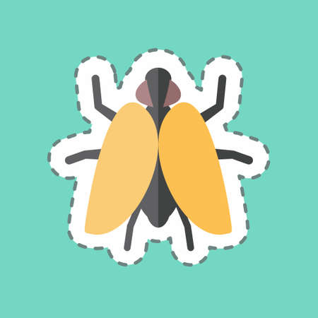 Sticker line cut Fly II. suitable for Animal symbol. simple design editable. design template vector. simple symbol illustrationのイラスト素材