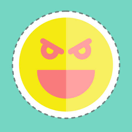Sticker line cut Emoticon Evil. suitable for Emoticon symbol. simple design editable. design template vector. simple symbol illustrationのイラスト素材