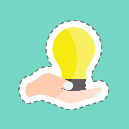Sticker line cut Holding Bulb. suitable for Hand Actions symbol. simple design editable. design template vector. simple symbol illustrationのイラスト素材